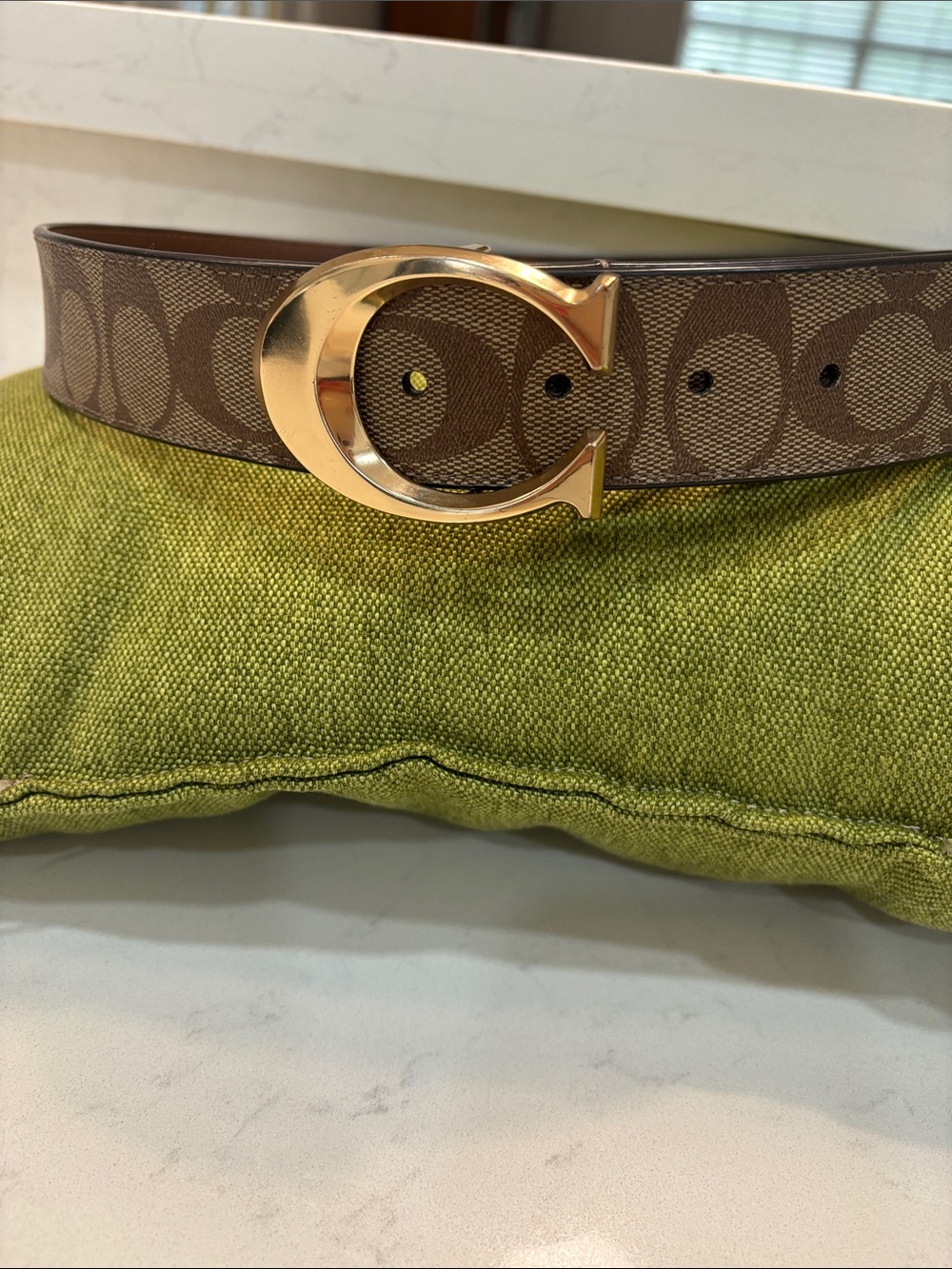 Coach logo leather belt